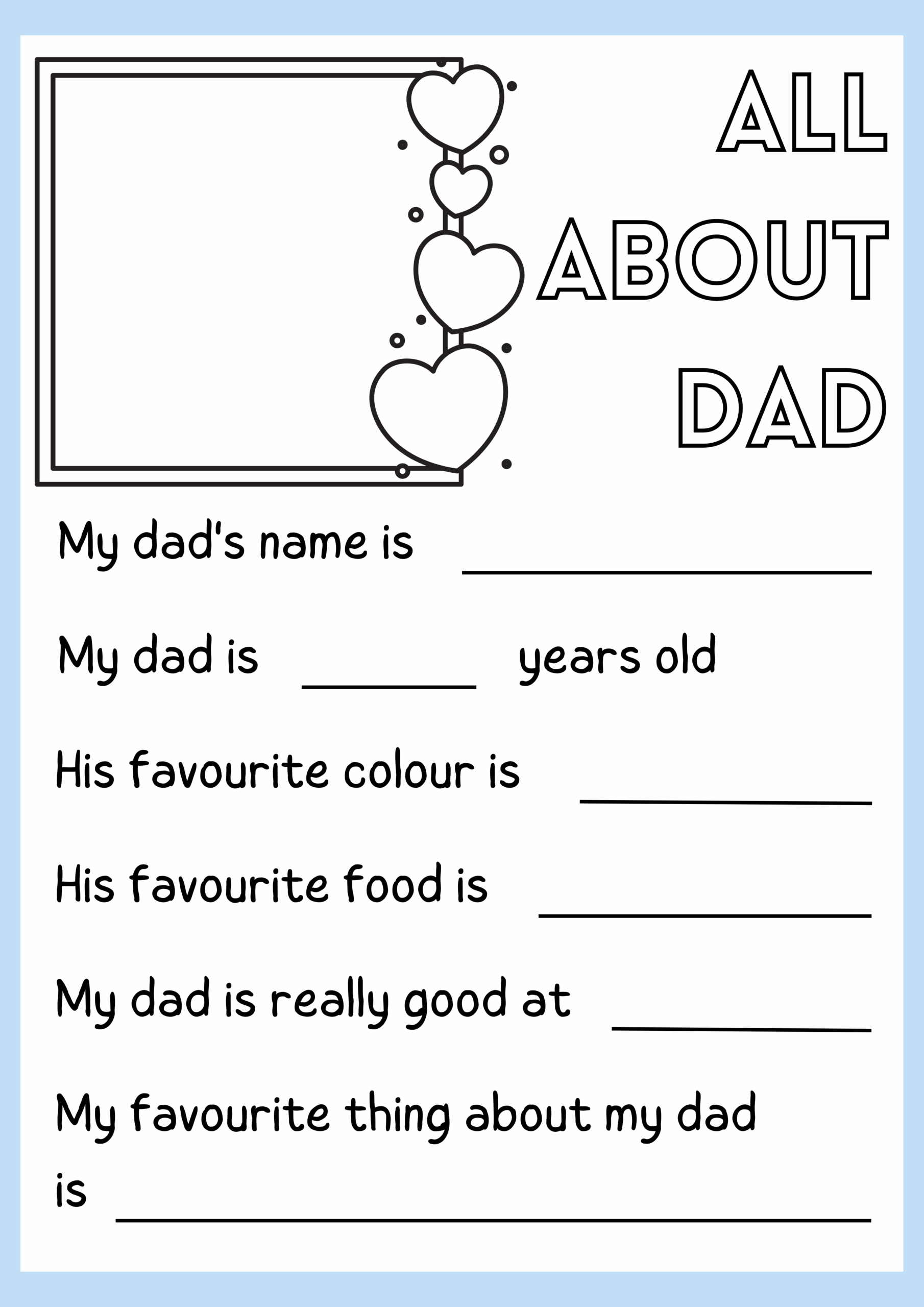 Father 39 s Day Kids Activity Worksheet