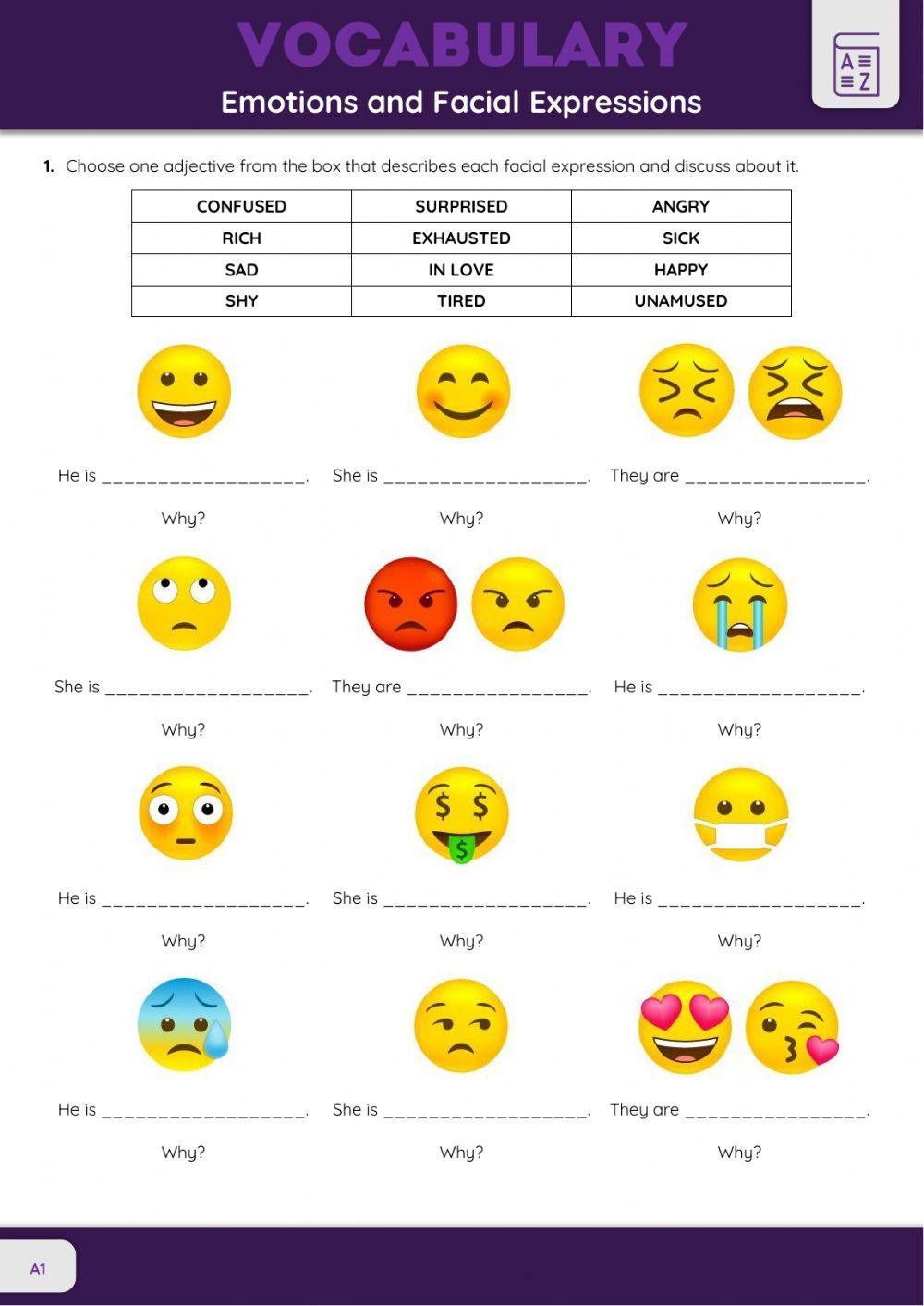 Feelings And Facial Expressions Worksheets Worksheets Library