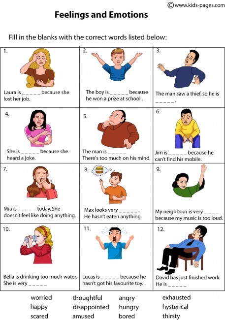Feelings Fill In Worksheet