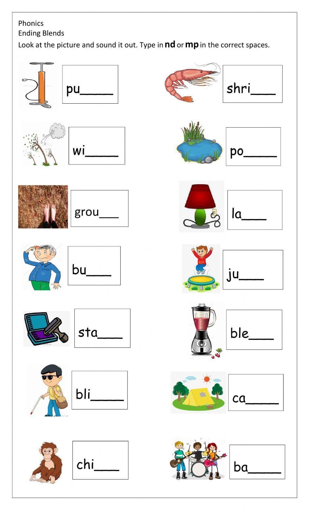 Fill In The Blank Ending Blends Worksheet Have Fun Teaching