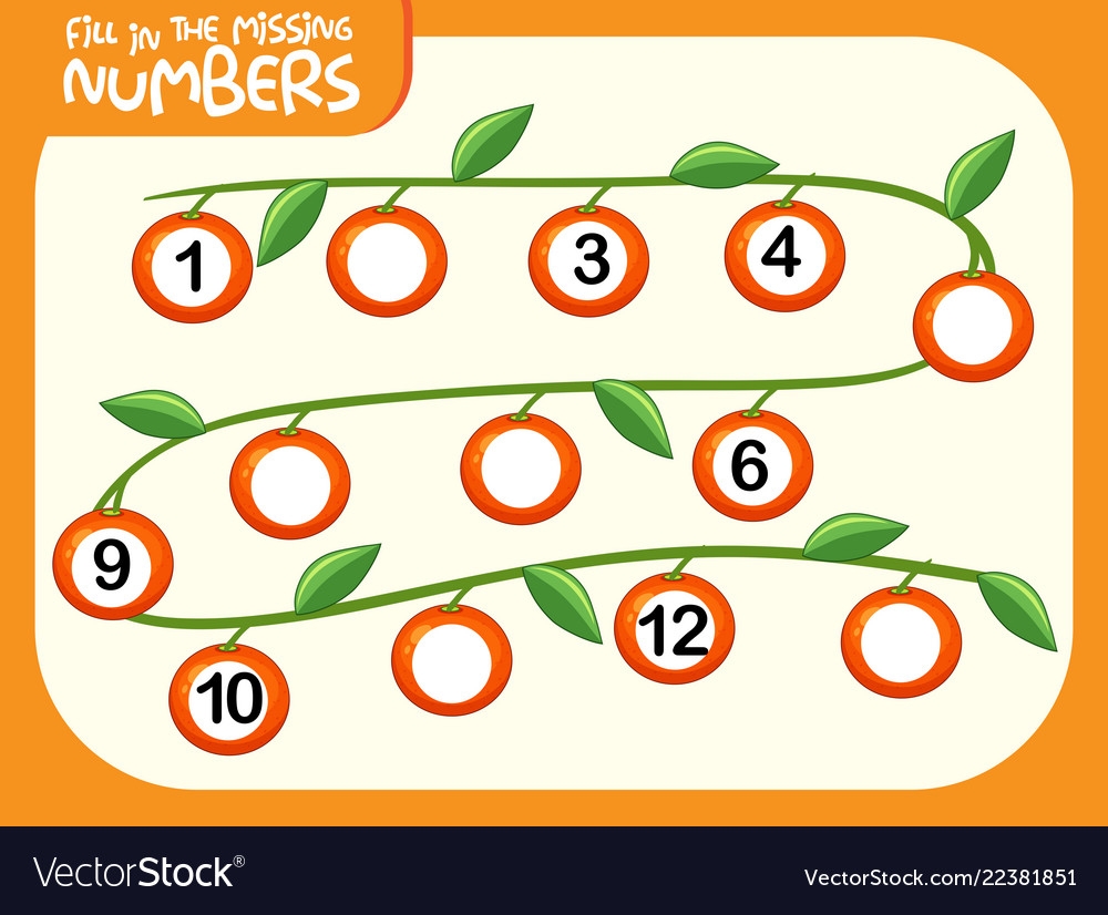 Fill Missing Number Worksheet Royalty Free Vector Image
