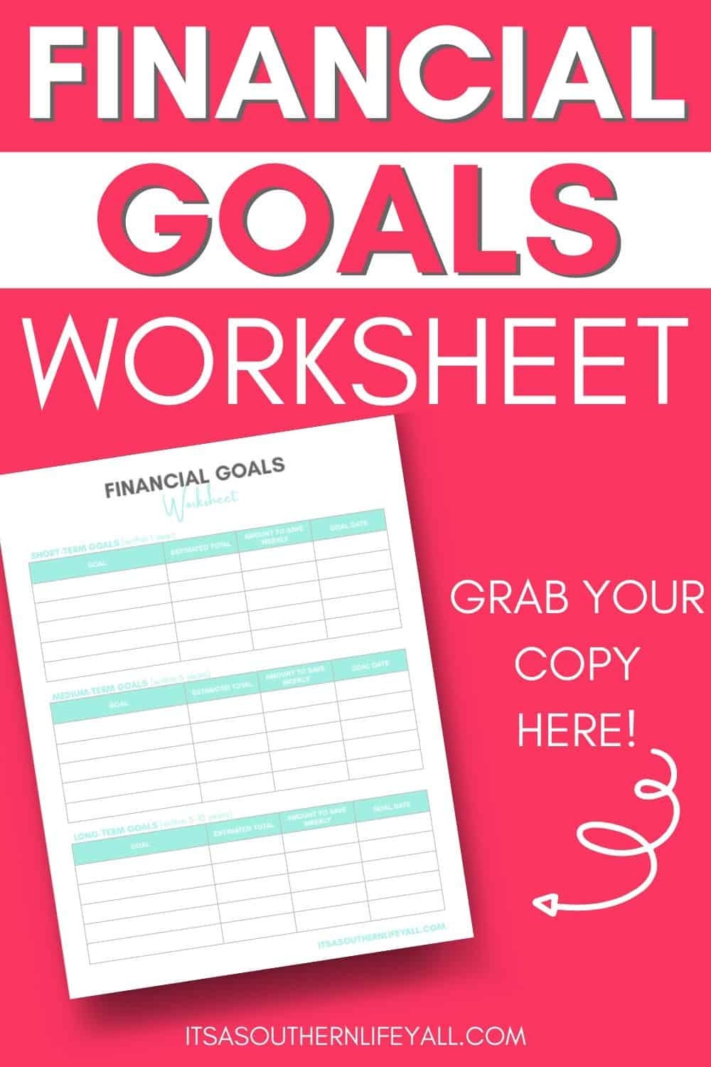 Financial Goals Worksheet Its A Southern Life Yall Worksheets Library