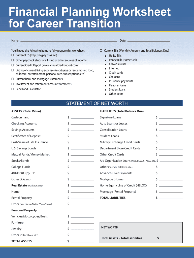 Financial Worksheet Usmc Worksheets Library