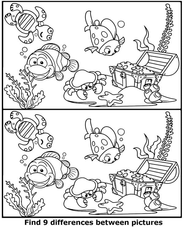 Find The Difference Worksheet Free Printable PDF For Children 