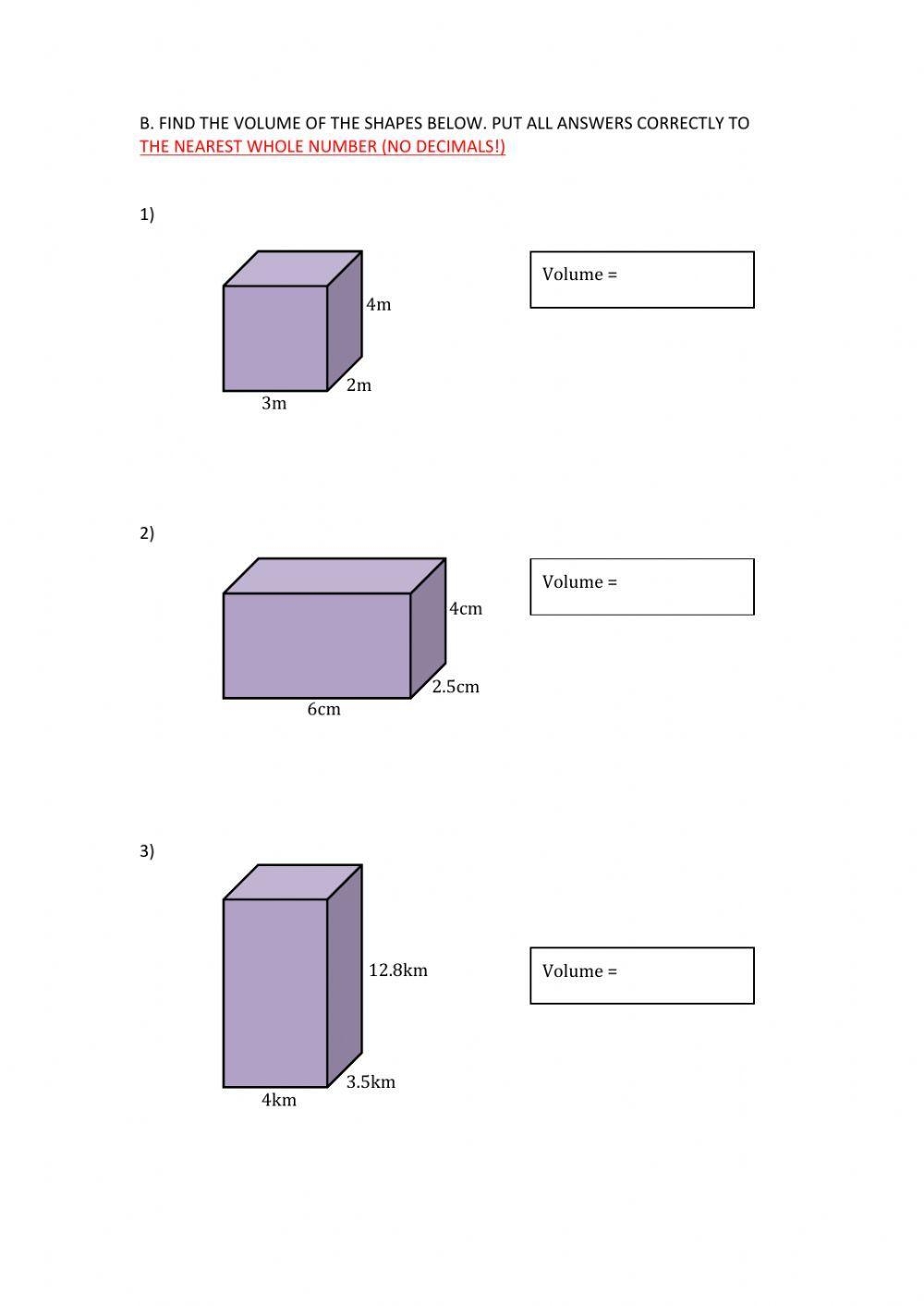 volume rectangular prism worksheet