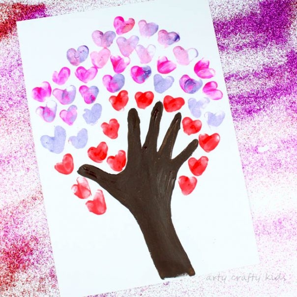 Fingerprint Heart Valentines Day Tree Arty Crafty Kids