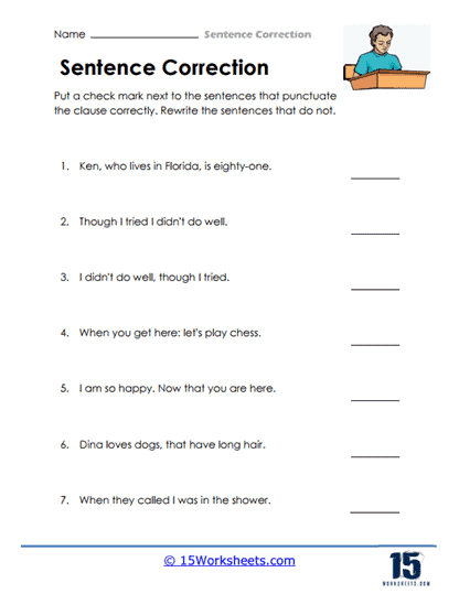 Fix The Sentences Worksheet For Kids Worksheets Library