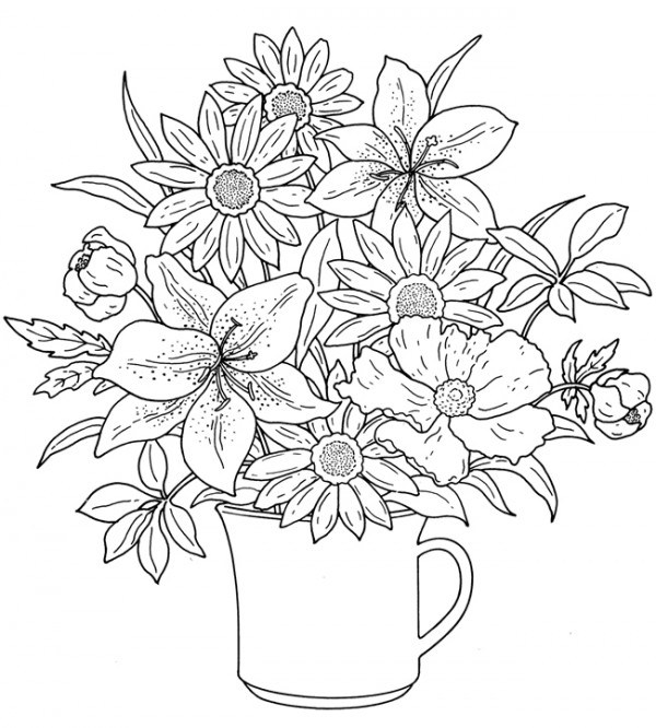 flower coloring pages for adults free