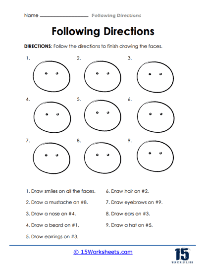 direction following worksheet