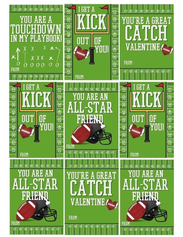 Football Valentine Card Free Printables For Kids Cute Valentines For