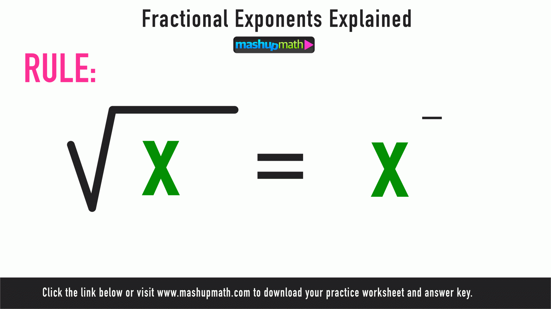 Fractional Exponents Lesson And Free Worksheet Mashup Math