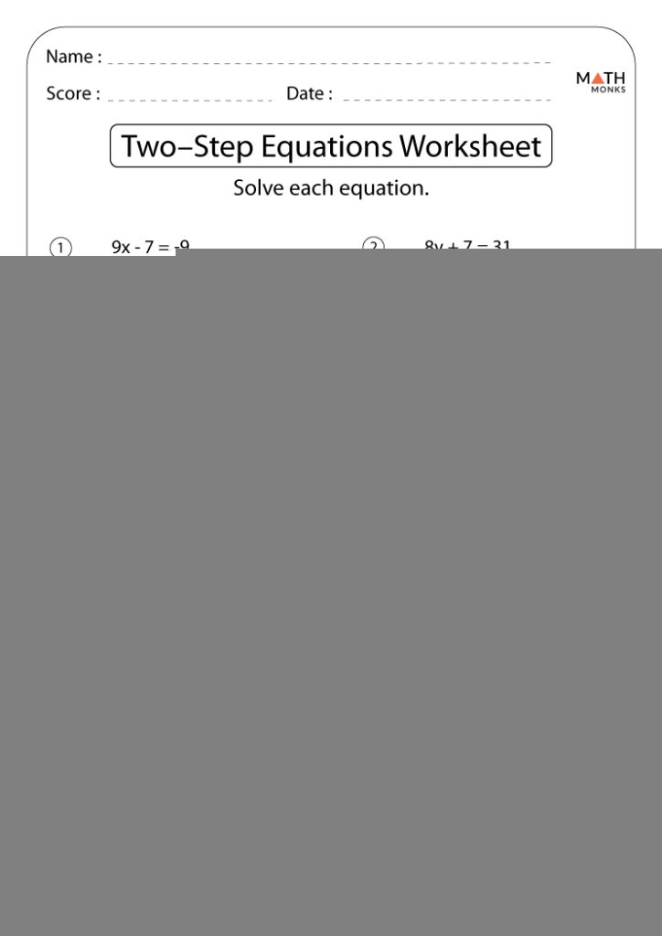 Free 2 Step Equation Worksheets Equations Worksheets