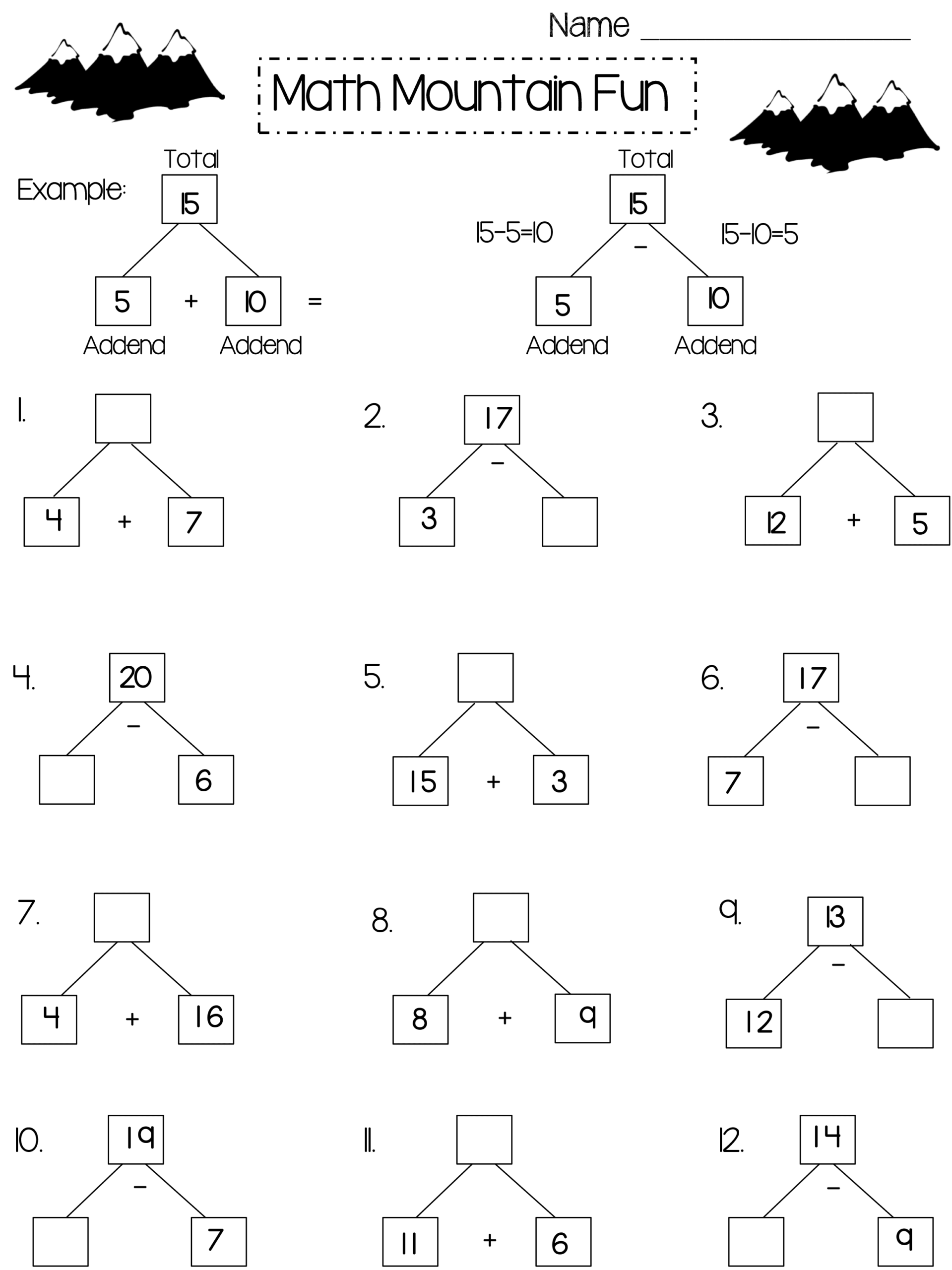 first grade worksheets math