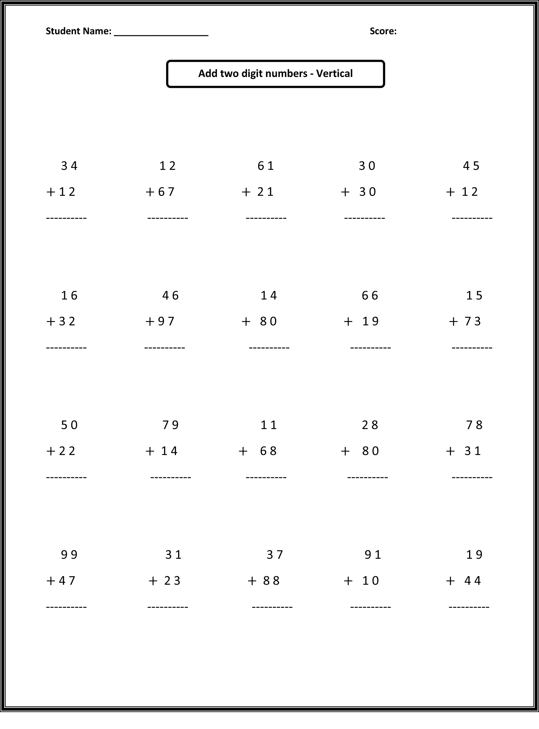2nd math worksheets