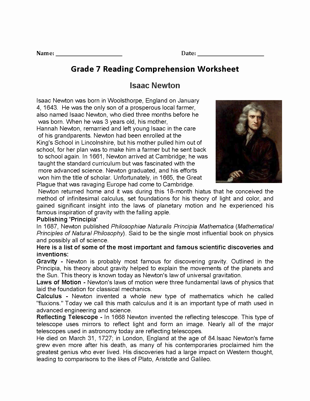 Free 7th Grade Reading Worksheets Awesome Reading Worksheets Simple 