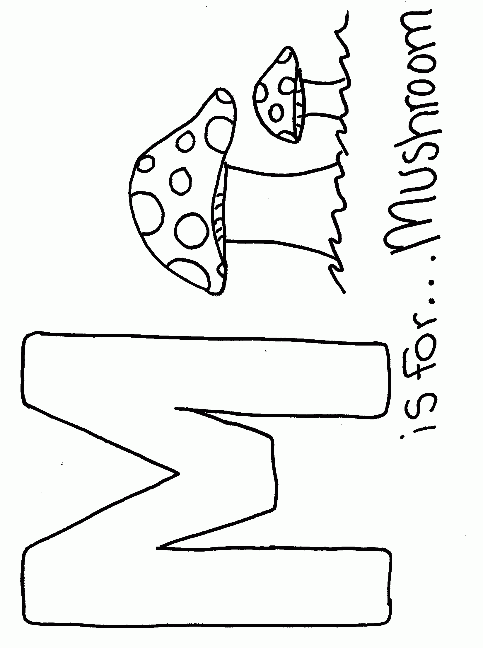 Free Alphabet Coloring Page M Is For Mushroom