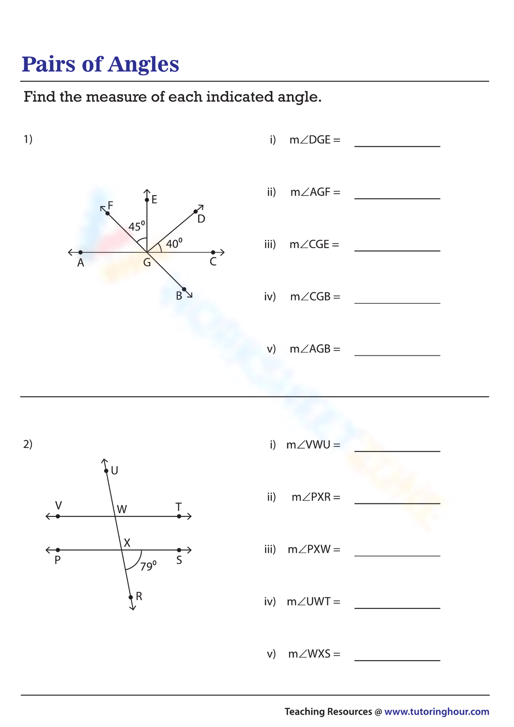 Free Angle Pair Relationships Worksheets For Teaching Worksheets Library