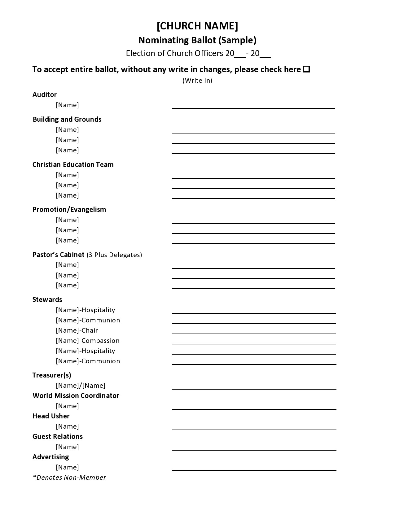 Free Ballot Template Word