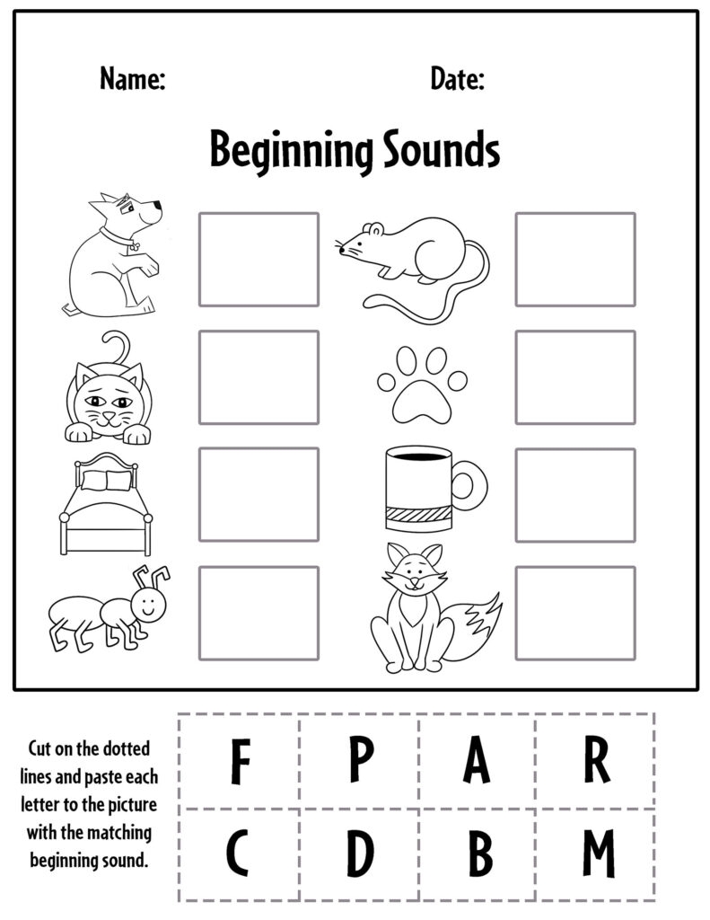 Free Beginning Sounds Worksheets For Kids Phonics Activities