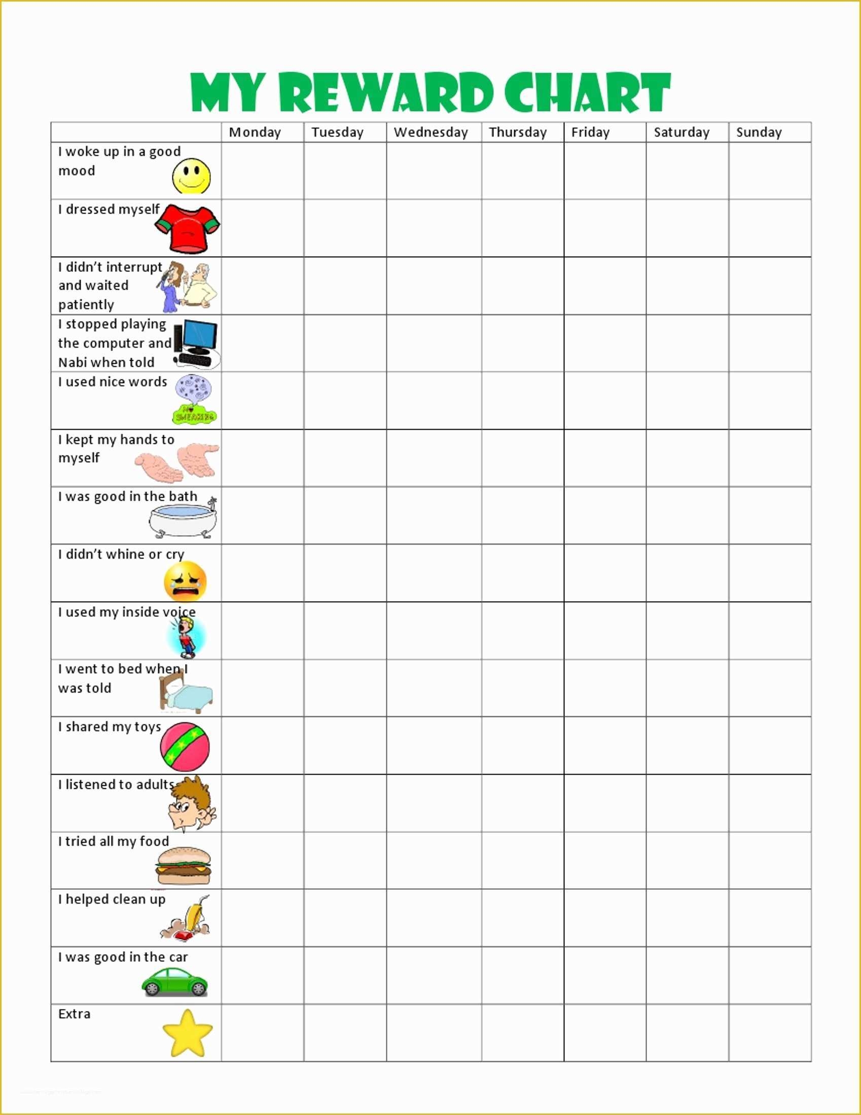 free printable daily behavior chart template