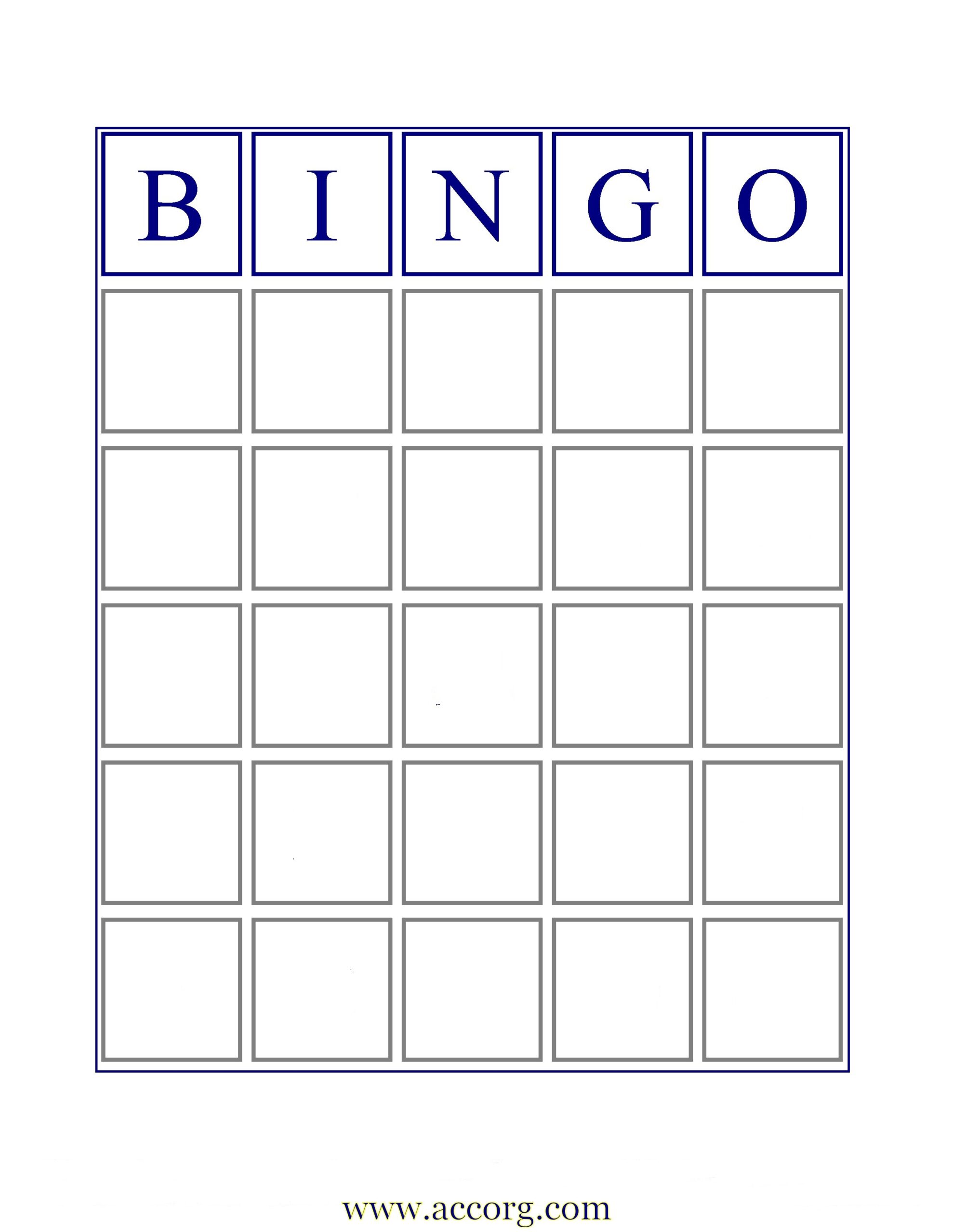 Free Blank Bingo Cards Printable