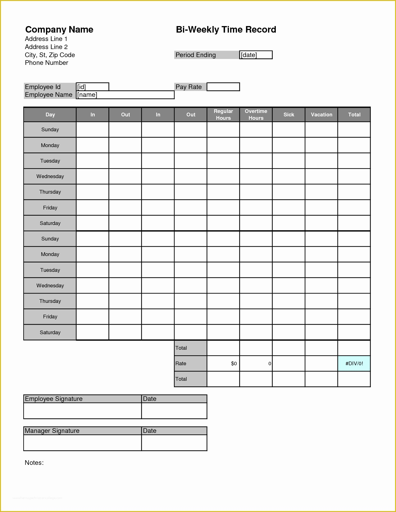 Free Blank Time Card Template Of Printable Blank Pdf Time Card Time 
