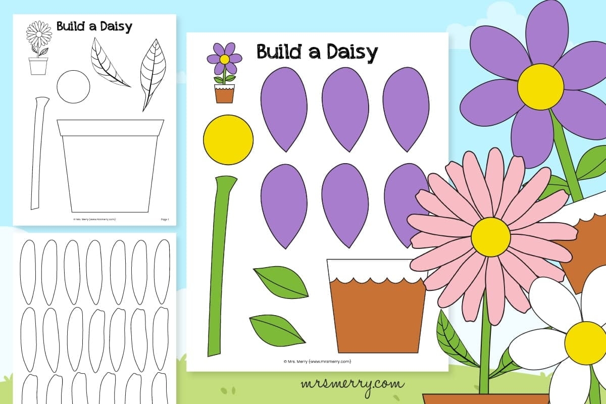 Free Daisy Flower Printable Template Mrs Merry Printable Templates