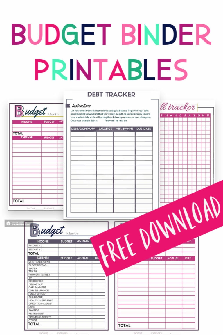 Free Download Budget Binder Printables Single Moms Income