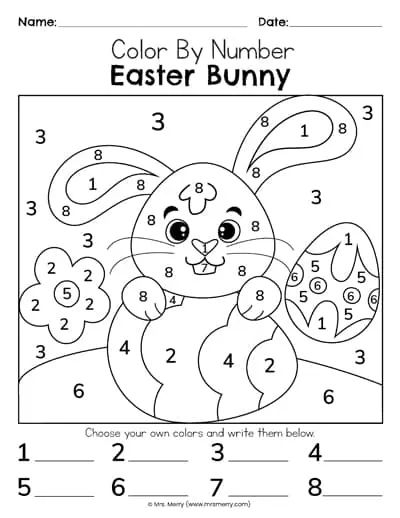 easter color worksheets