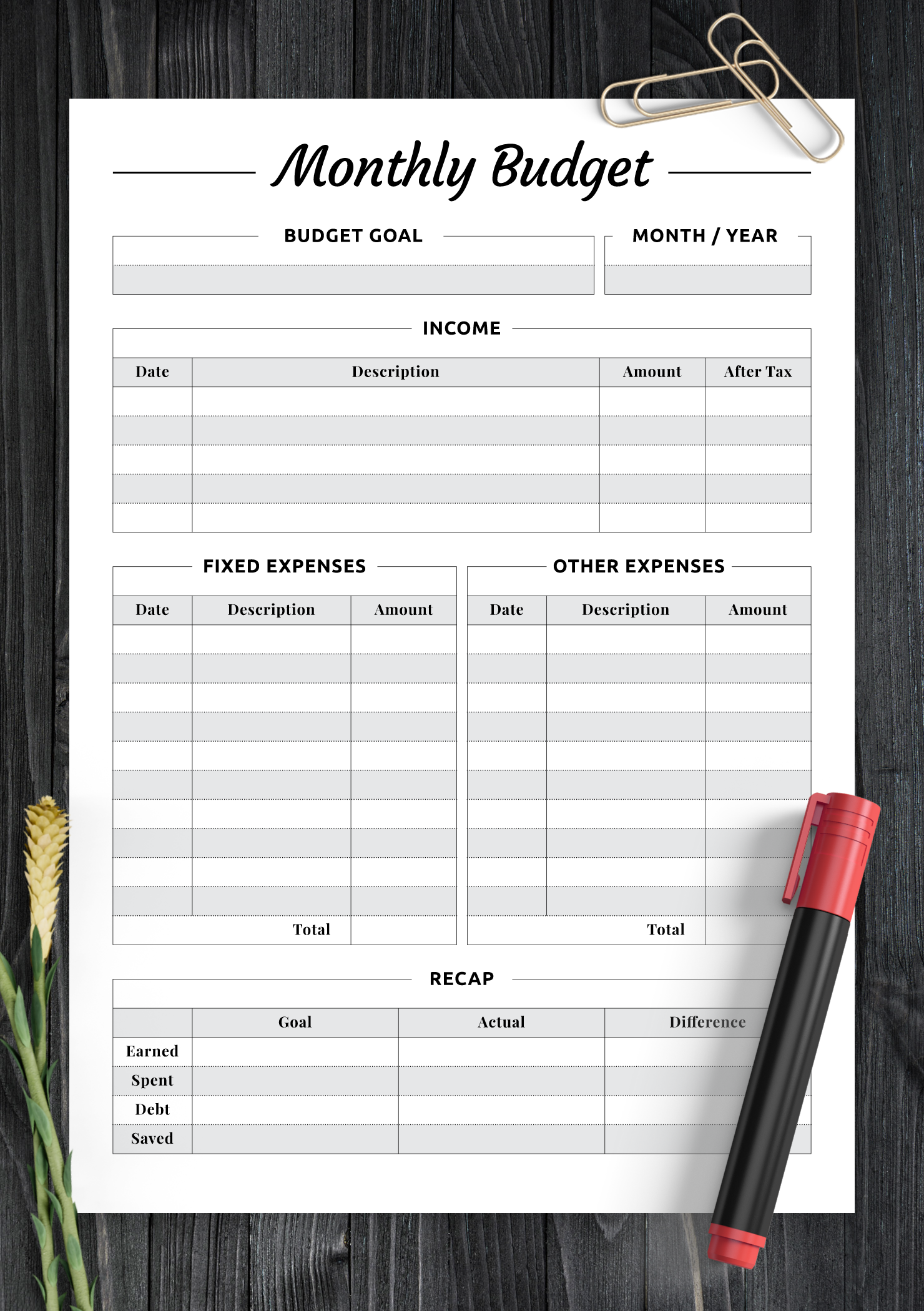 Free Editable Monthly Budget Worksheet PDF Editable Budget Sheets