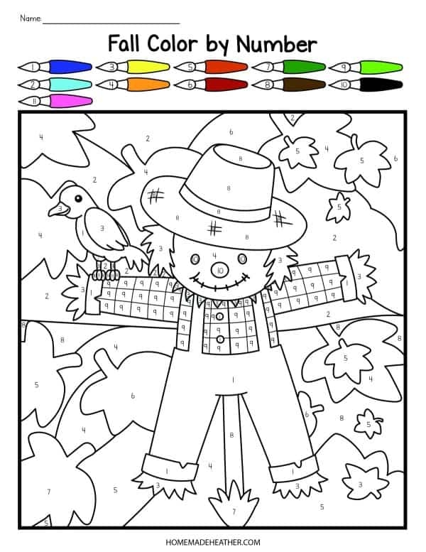 Free Fall Color By Number Printables Homemade Heather