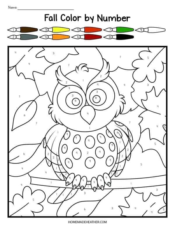 Free Fall Color By Number Printables Homemade Heather