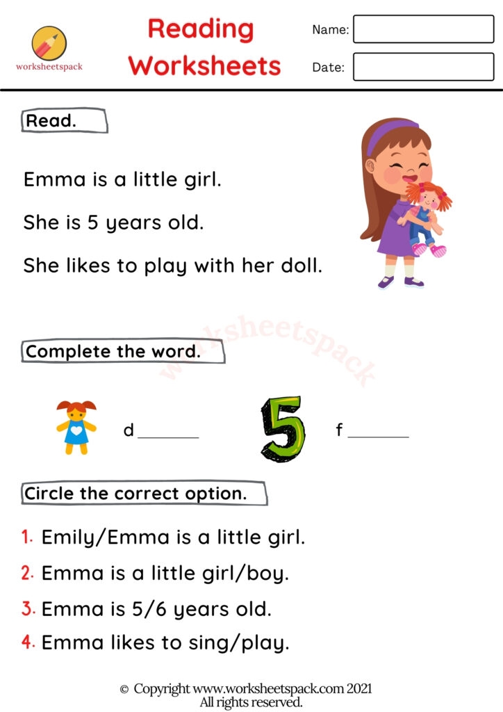 free kindergarten reading worksheets