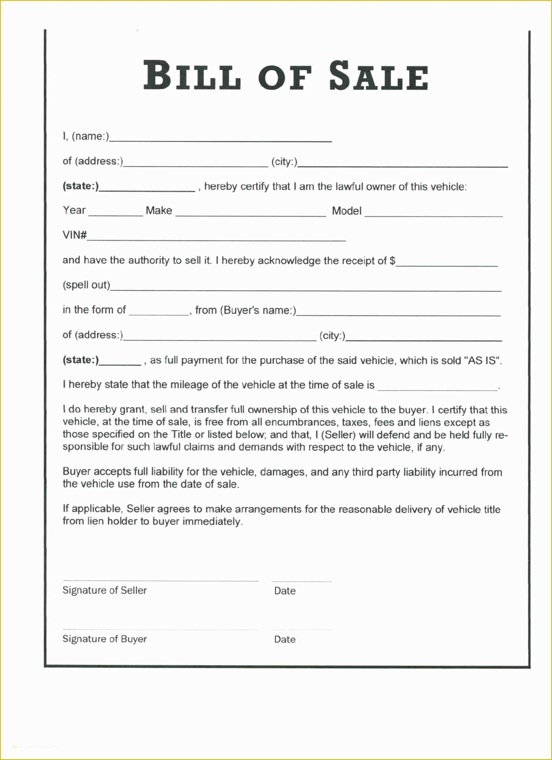 Free Ma Bill Of Sale Template Of Vehicle Bill Of Sale Template 14 Free 