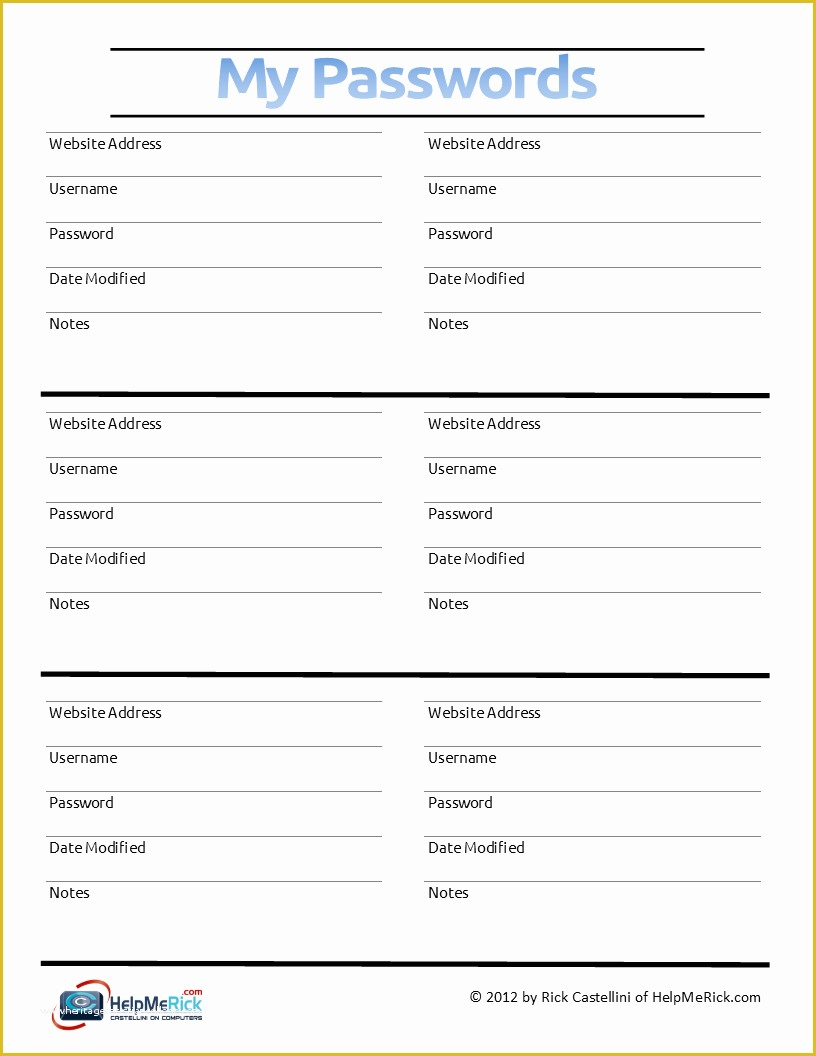 Free Password Template Of 9 Best Of Printable Username And Password 