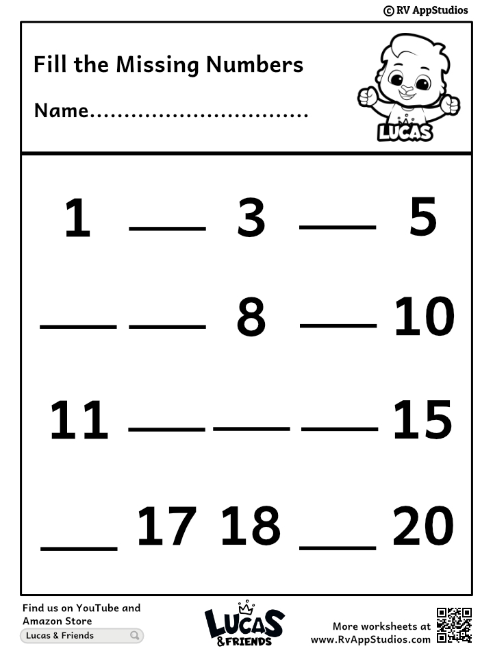 Free Preschool Fill In The Numbers Worksheet Worksheets Library