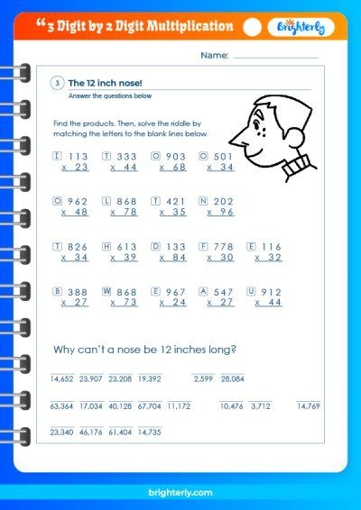 3 digit by 2 multiplication worksheets