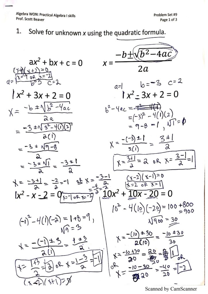 algebra worksheets and answers