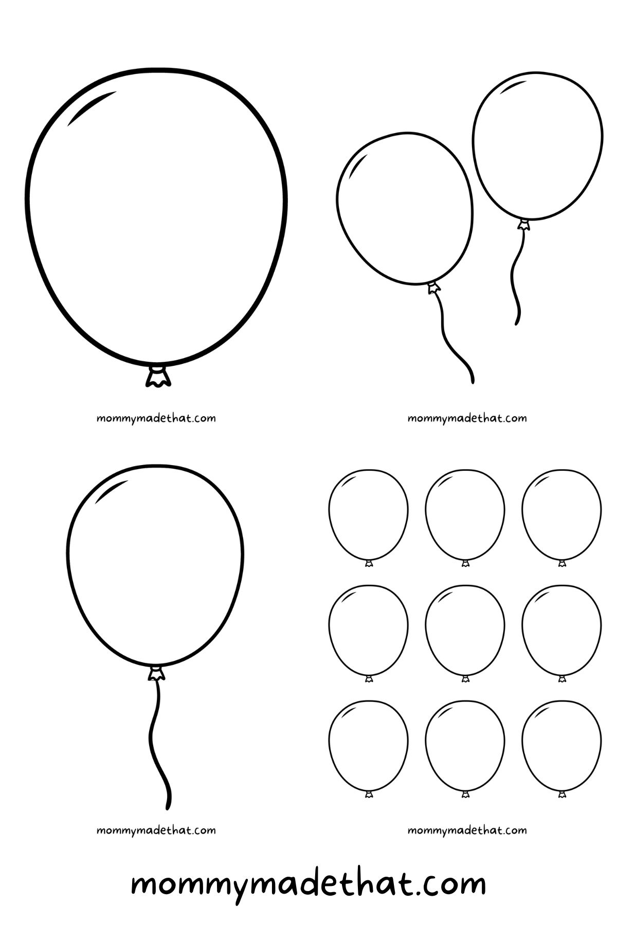 Free Printable Balloon Templates Different Sizes 