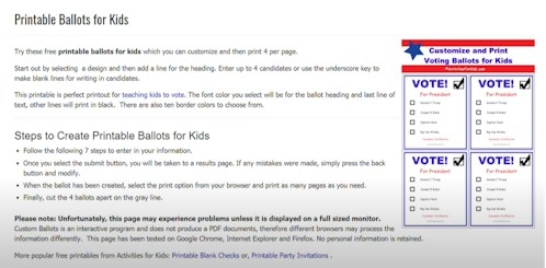 Free Printable Ballots For Kids Classroom Voting Ballot