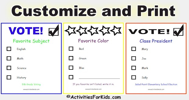 Free Printable Ballots For Kids Classroom Voting Ballot