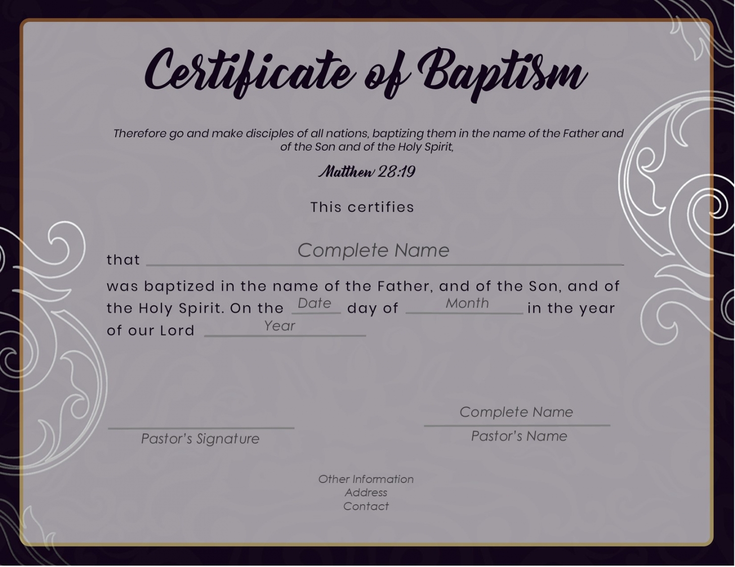 Free Printable Baptism Certificates FREE Printable HQ