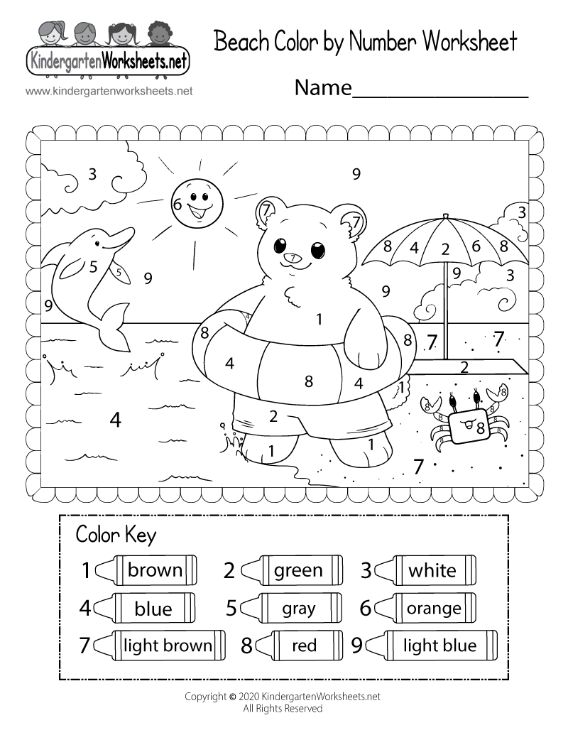 Free Printable Beach Color By Number Worksheet Printable Worksheets