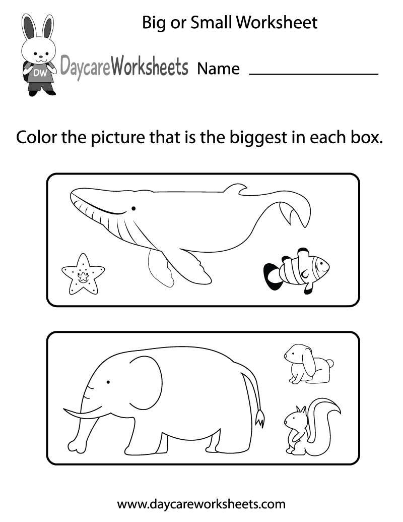big and small worksheet