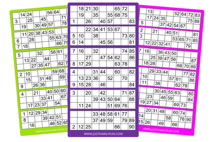 1 90 bingo cards printables
