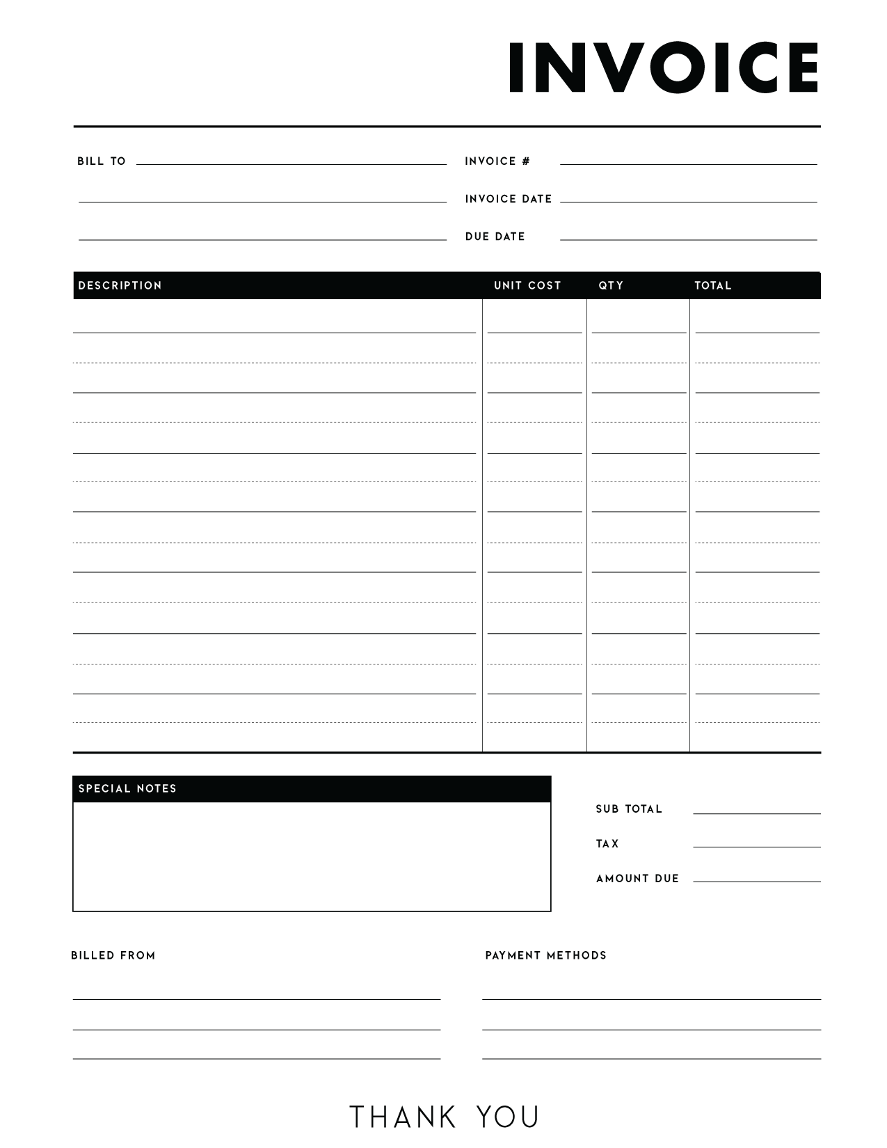free blank printable templates