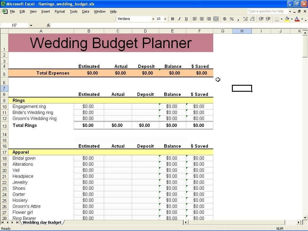 Free Printable Budget Wedding Checklist 1 Excelxo