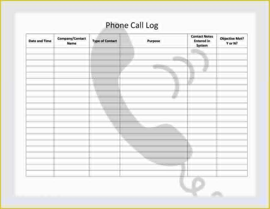 Free Printable Call Log Template Of 40 Printable Call Log Templates In