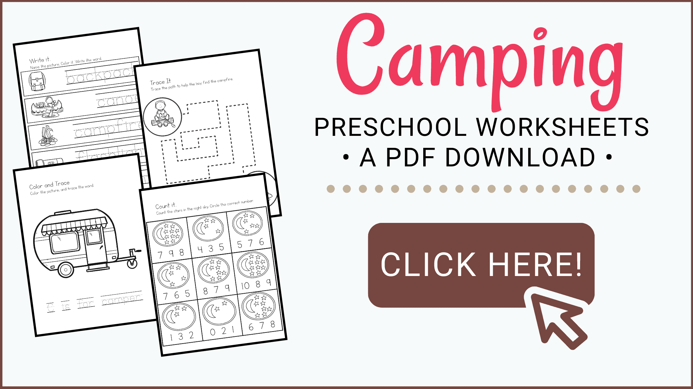 Free Printable Camping Worksheets For Preschoolers
