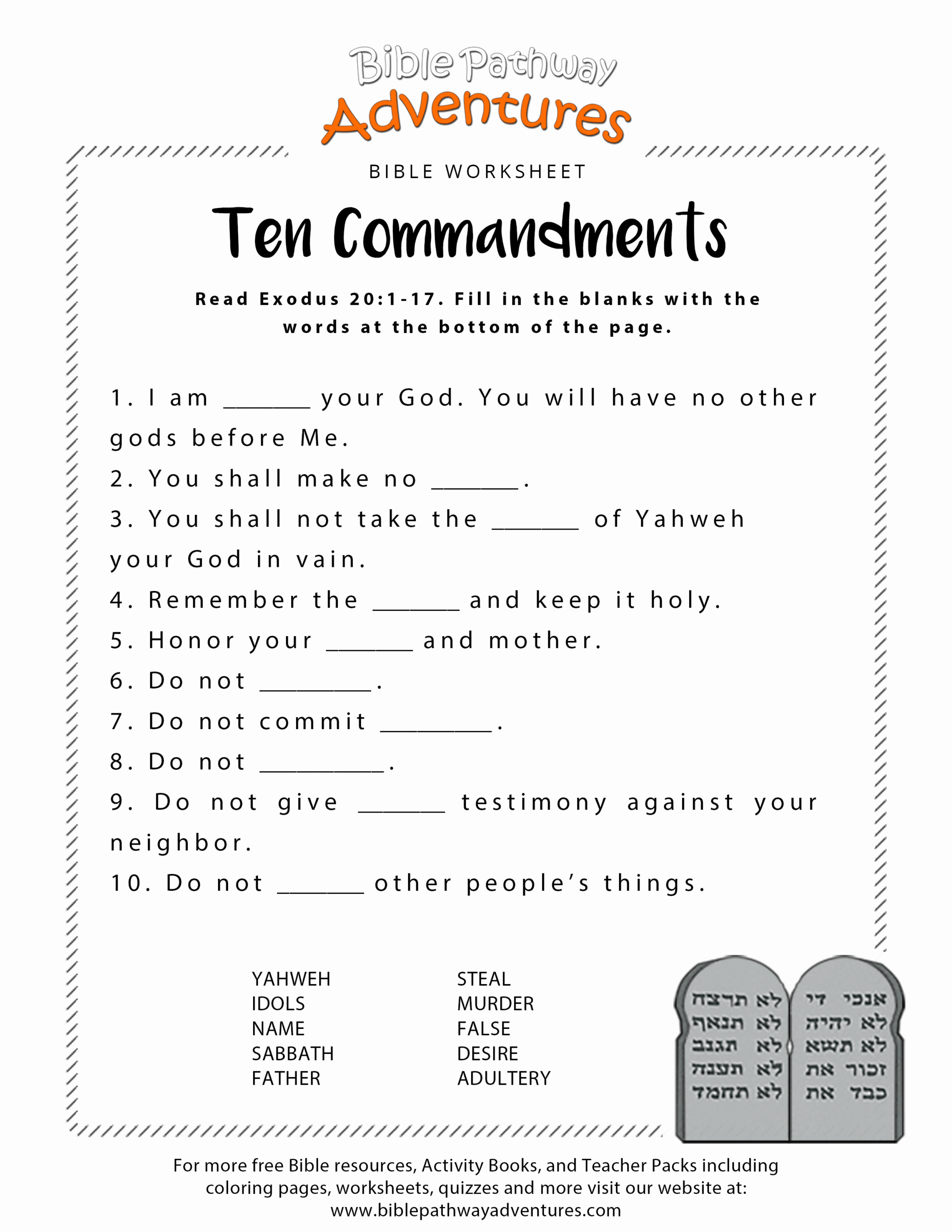 children's bible worksheets